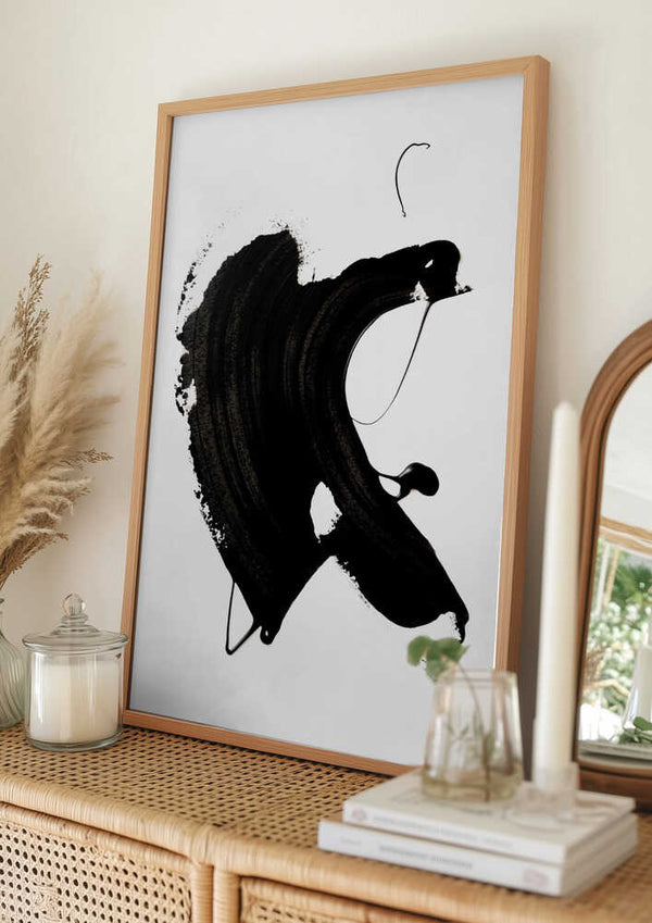 Tablou înramat „Black abstract Stroke” de uplusmestudio