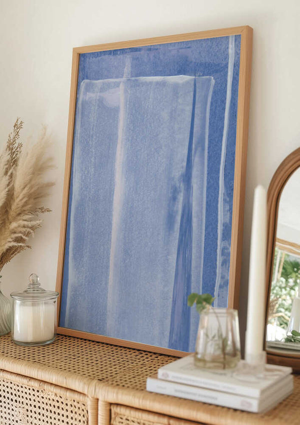 Tablou înramat „Blue With Vertical Brushstrokes” de uplusmestudio