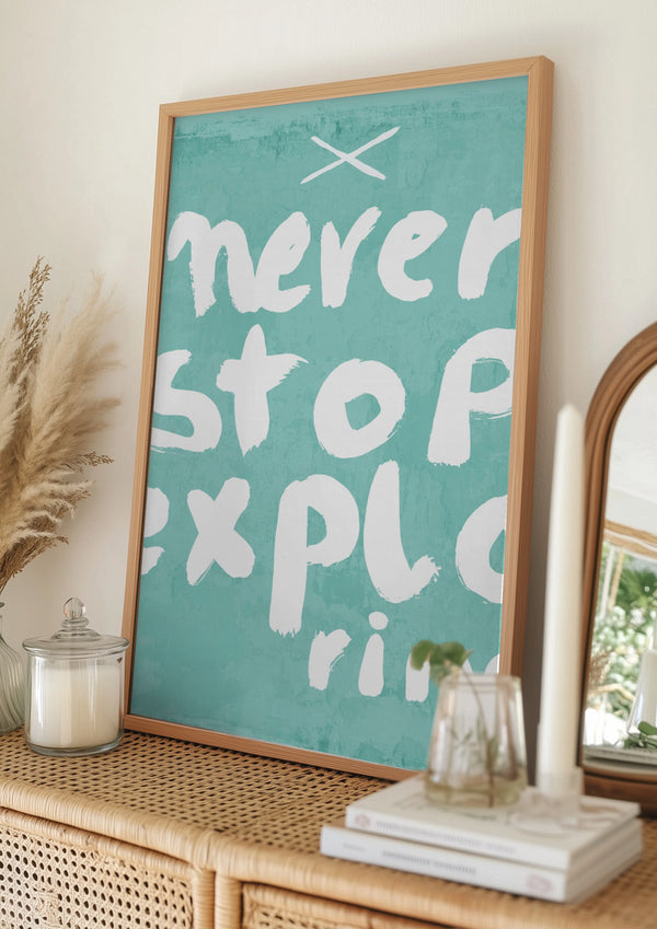 Tablou înramat „Never Stop Exploring” de Treechild