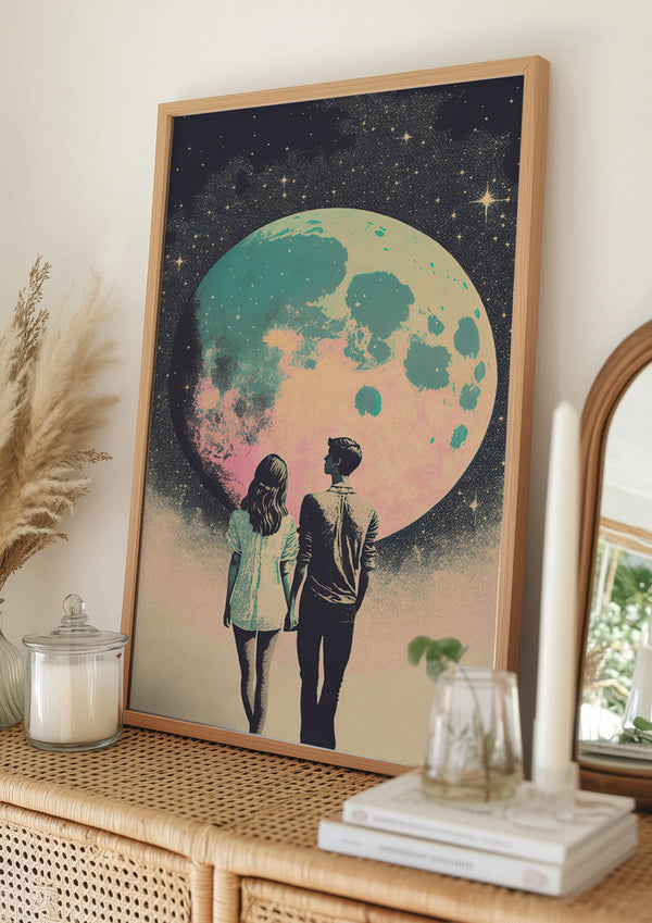 Tablou înramat „Lunar Lovers' Journey” de Treechild