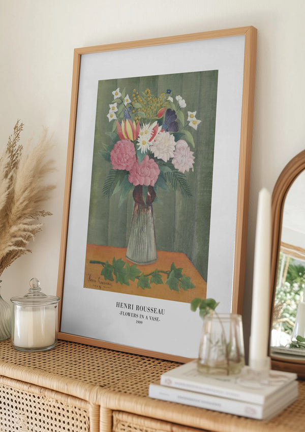 Tablou înramat „Flowers In a Vase” de Henri Rousseau