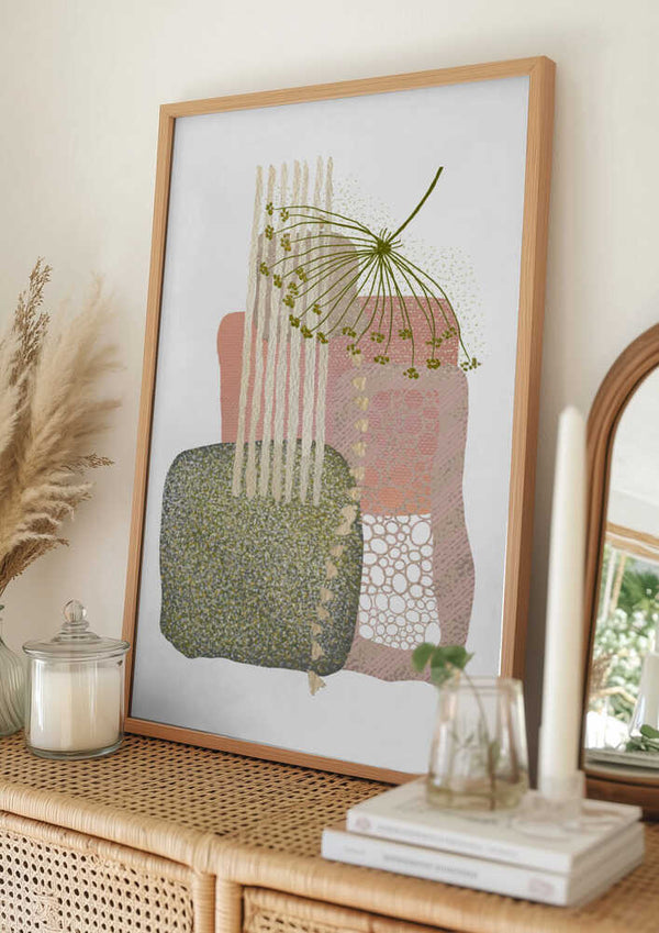 Tablou înramat „Delicate Pink and Green-3” de Sally Ann Moss