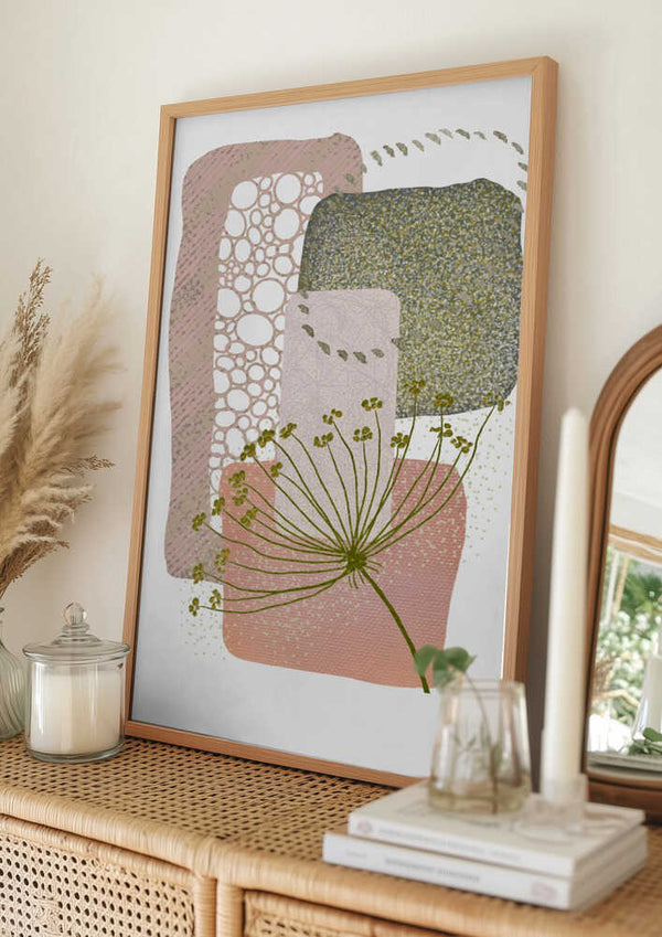 Tablou înramat „Delicate Pink and Green-2” de Sally Ann Moss