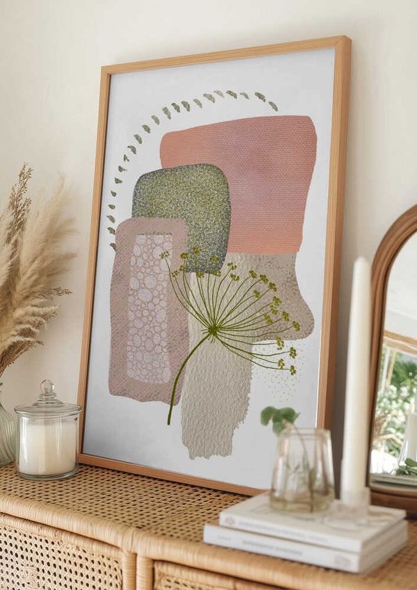 Tablou înramat „Delicate Pink and Green-1” de Sally Ann Moss