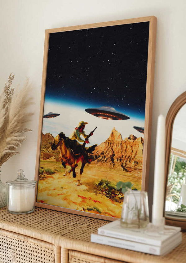 Tablou înramat „UFO Space Chase” de Taudalpoi