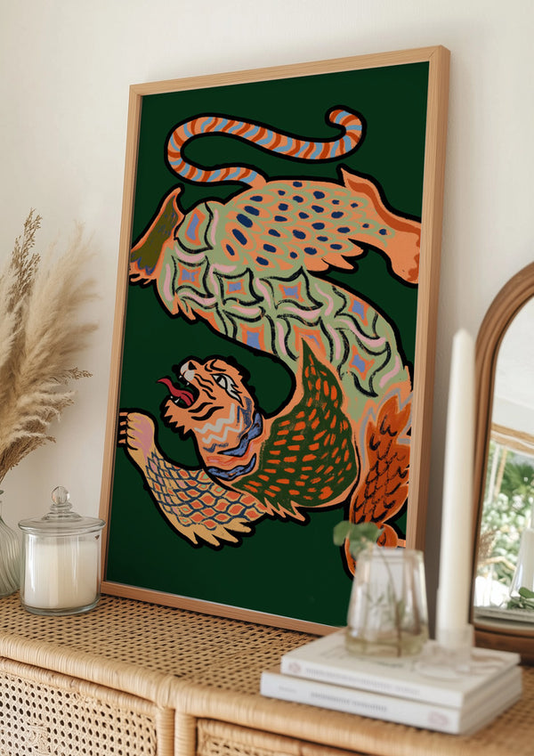 Tablou înramat „Asiantiger Green” de Arty Guava