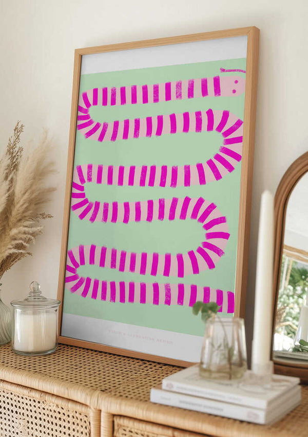 Tablou înramat „Pandc Pinksnake Copy” de Jenny Liz Rome