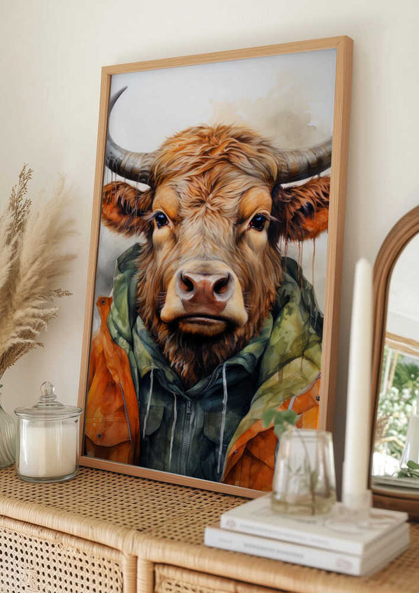 Tablou înramat „Buffalo Watercolor Animal Art (3)” de Justyna Jaszke