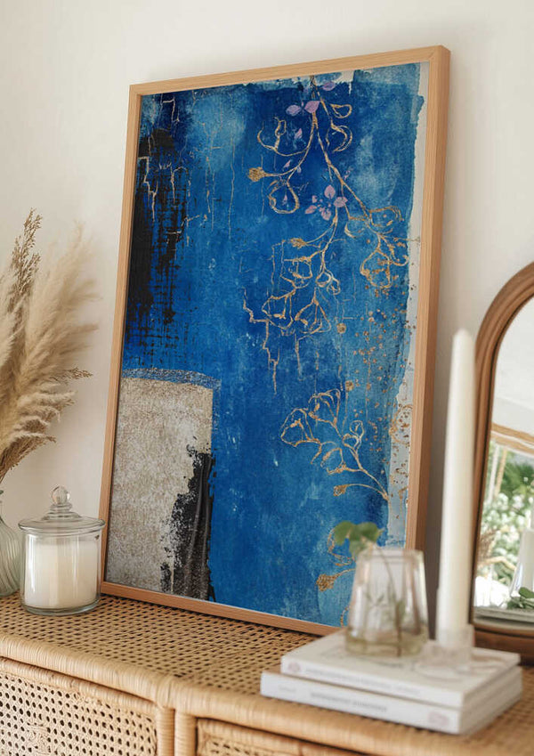 Tablou înramat „Denim Floral 3” de Sally Ann Moss