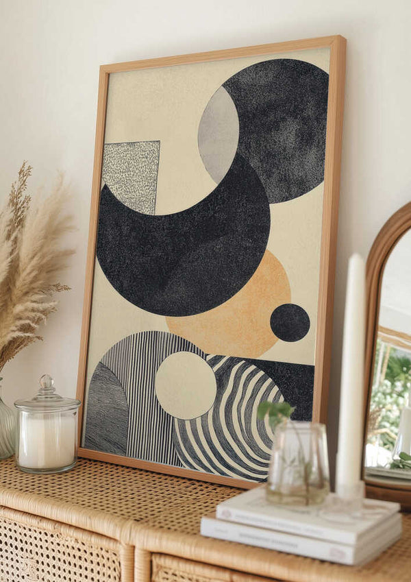 Tablou înramat „Geometric Art with Circles and Patterns” de Melloi Art Prints