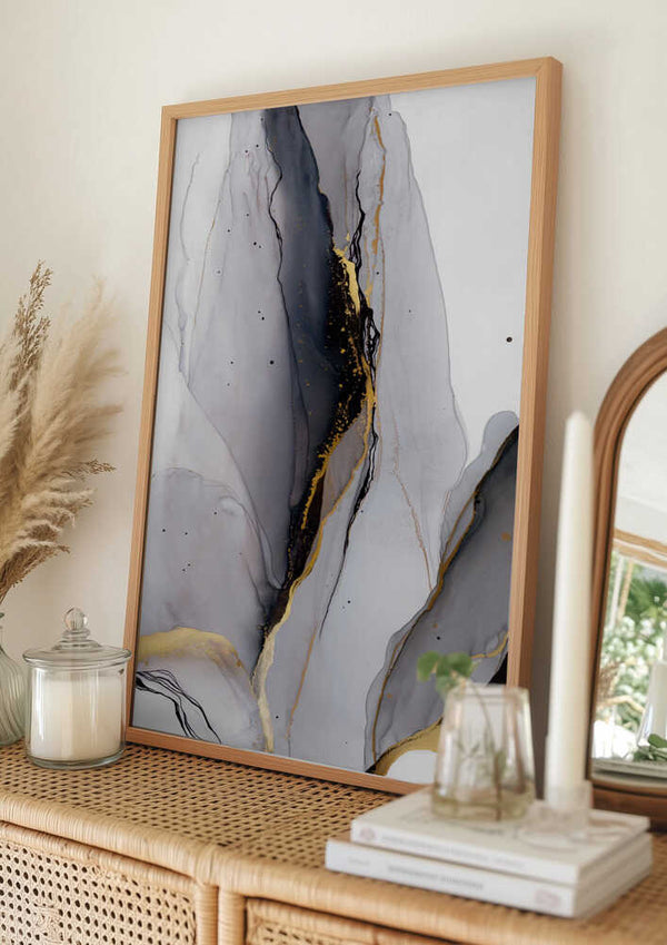 Tablou înramat „Golden Veins Flow” de Alevtina Shelest