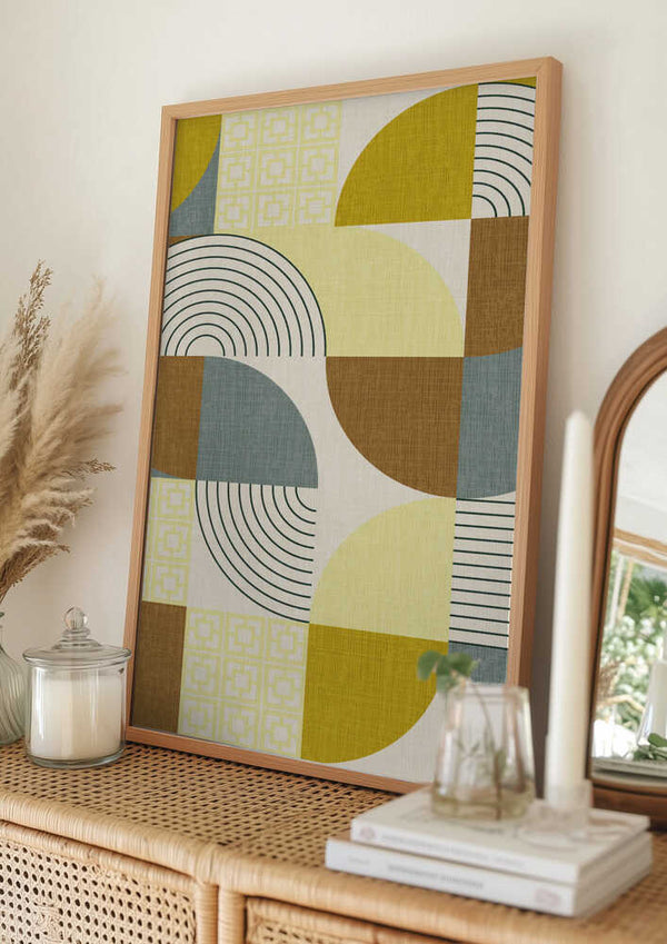 Tablou înramat „Palm Springs Desert Shapes Mustard” de Alexandra Weise