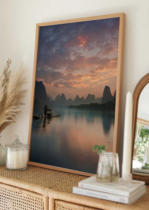 Tablou înramat „Li River Sunrise” de Yan Zhang