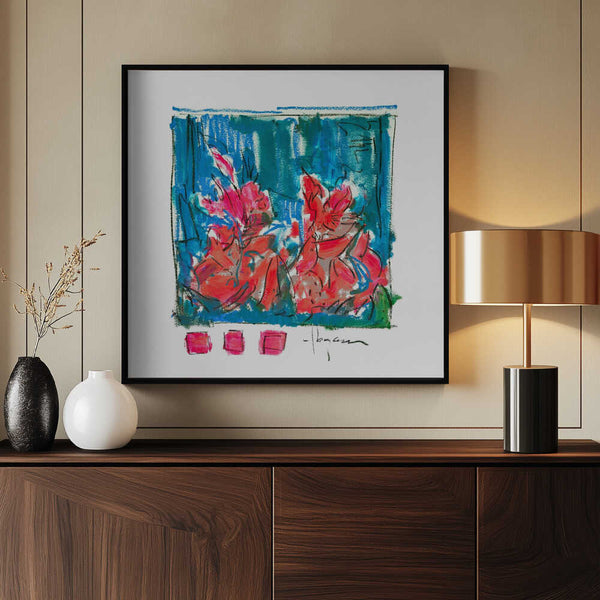 Tablou înramat „Pink Blossoms Abstract” de Dorothy Fagan