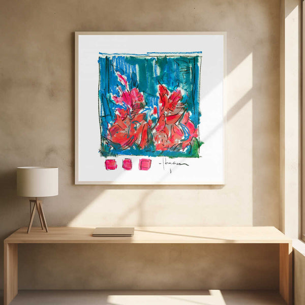 Tablou înramat „Pink Blossoms Abstract” de Dorothy Fagan