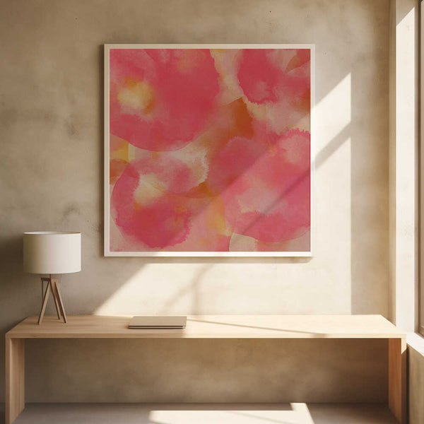 Tablou înramat „Joyful Bubbles – Watercolor Abstract in Pink and Terra” de Dina Dankers