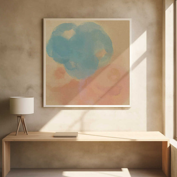 Tablou înramat „Peach & Blue Harmony – Abstract Watercolor Shapes” de Dina Dankers