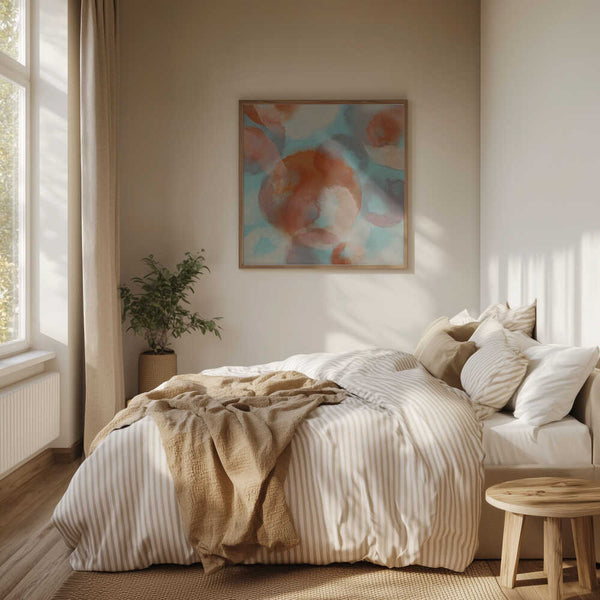 Tablou înramat „Soft Hues – Abstract Watercolor in Terra, Taupe, Blue” de Dina Dankers