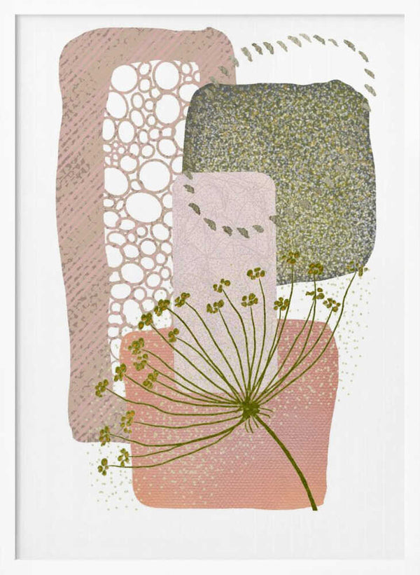Tablou înramat „Delicate Pink and Green-2” de Sally Ann Moss