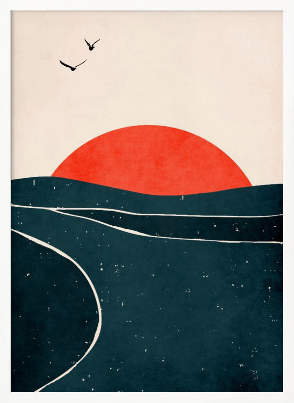 Tablou înramat „Dancing Seagulls” de Kubistika