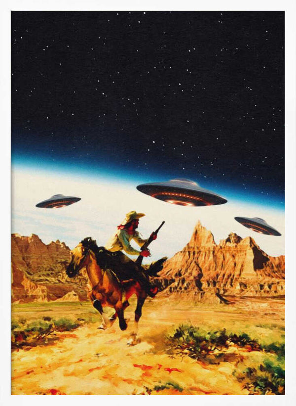 Tablou înramat „UFO Space Chase” de Taudalpoi