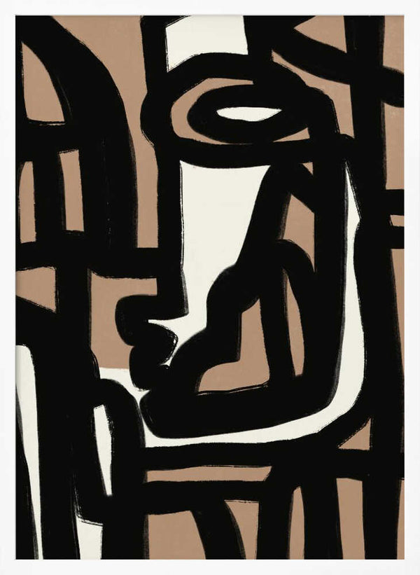 Tablou înramat „Geometric Shapes Against A Tan And White Background” de Little Dean