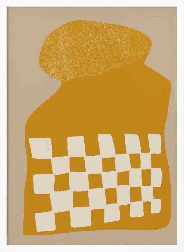 Tablou înramat „Golden Checkered Form” de THE MIUUS STUDIO