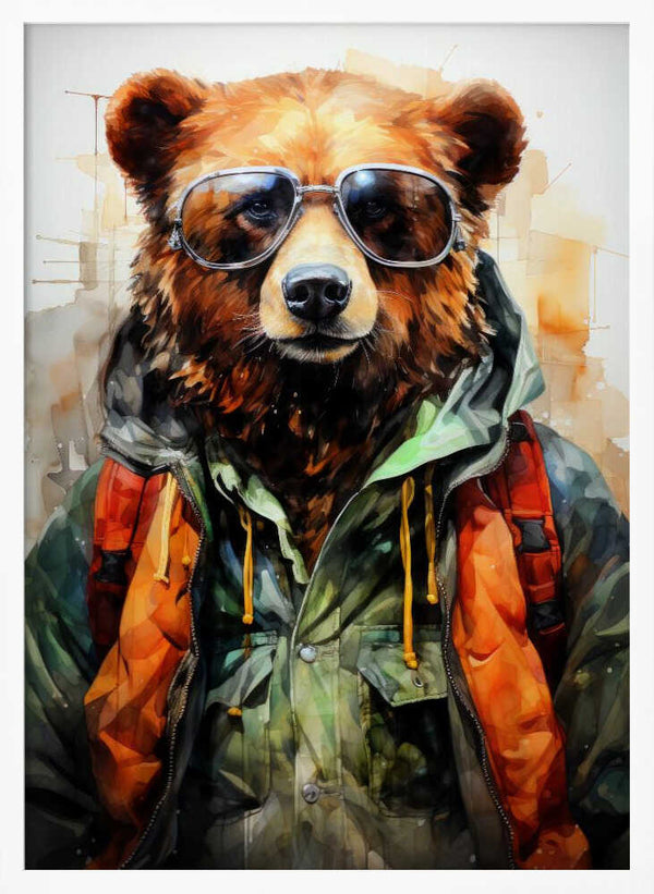 Tablou înramat „Bear Watercolor Animal Art (2)” de Justyna Jaszke