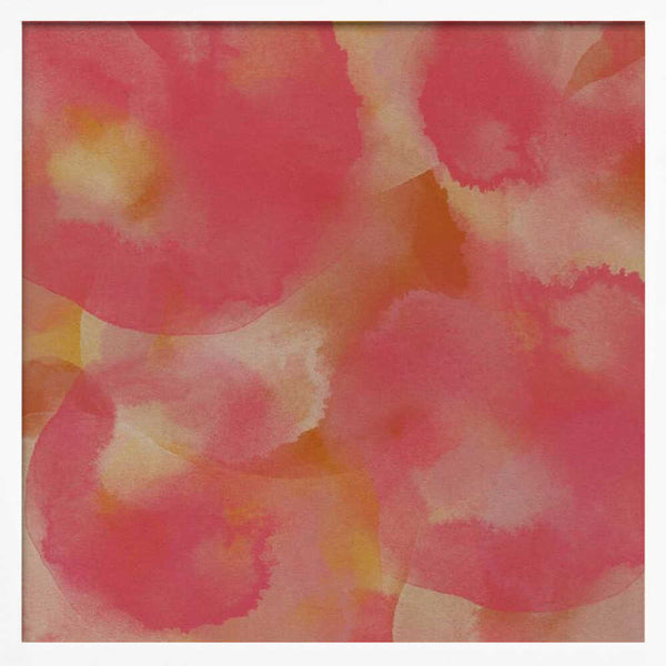 Tablou înramat „Joyful Bubbles – Watercolor Abstract in Pink and Terra” de Dina Dankers