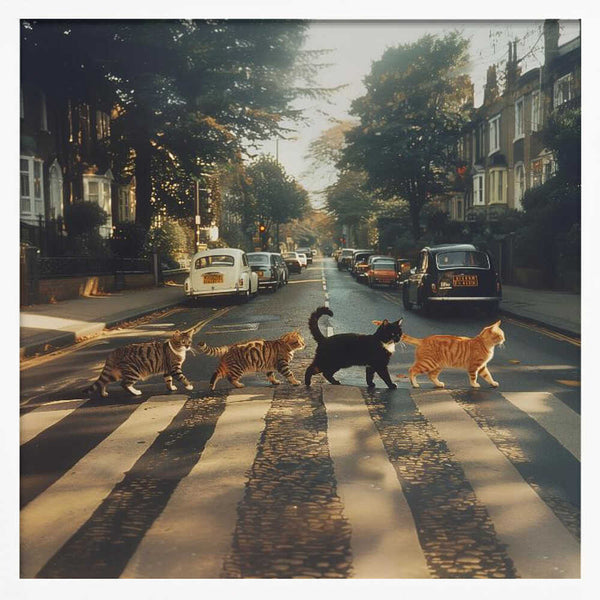 Tablou înramat „Kitty Abbey Road” de Dikhotomy