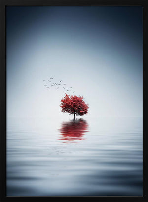 Tablou înramat „Autumn trees reflected blue lake” de Bess Hamiti