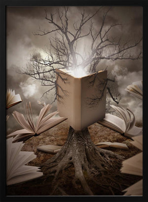 Tablou înramat „Old Tree Reading Story Book” de Angela Waye