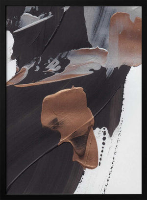 Tablou înramat „Dynamic Brushstrokes in Brown and Copper” de uplusmestudio