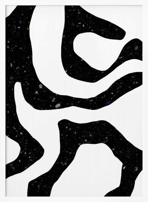 Tablou înramat „Organic Black Forms with Speckled Patterns” de uplusmestudio