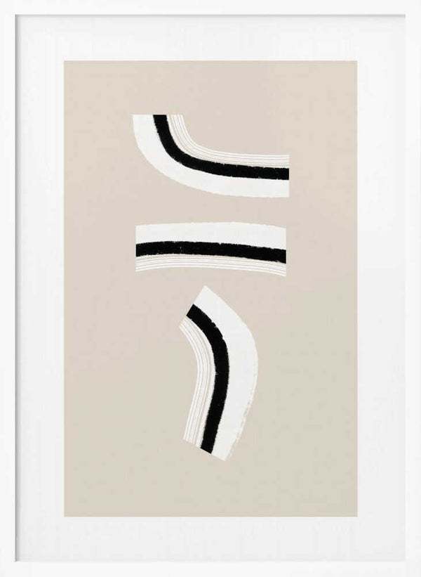 Tablou înramat „Minimalist Black and White Curved Lines” de uplusmestudio