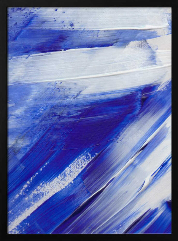 Tablou înramat „White and Blue Brushstrokes” de uplusmestudio