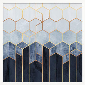 Tablou înramat „Soft Blue Hexagons” de Elisabeth Fredriksson