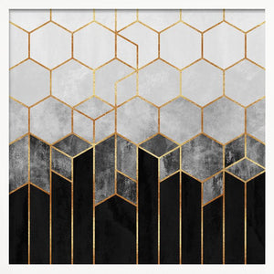 Tablou înramat „Charcoal Hexagons” de Elisabeth Fredriksson