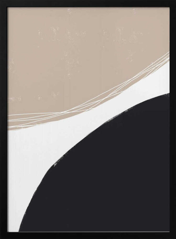 Tablou înramat „Beige And Black Organic Shapes” de uplusmestudio