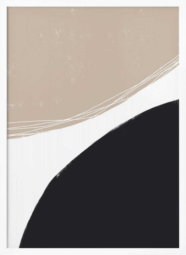 Tablou înramat „Beige And Black Organic Shapes” de uplusmestudio