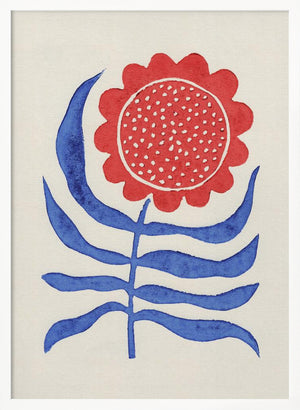 Tablou înramat „Red Flower / Lino Print” de Alisa Galitsyna