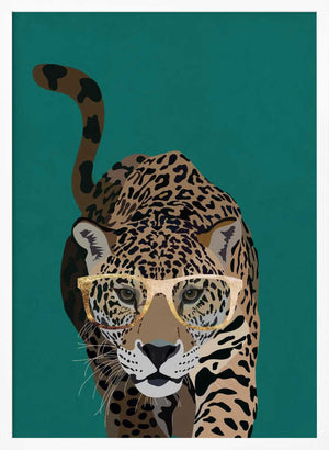 Tablou înramat „Curious green leopard” de Sarah Manovski