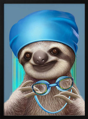 Tablou înramat „SLOTH WITH GOGGLES” de Adam Lawless