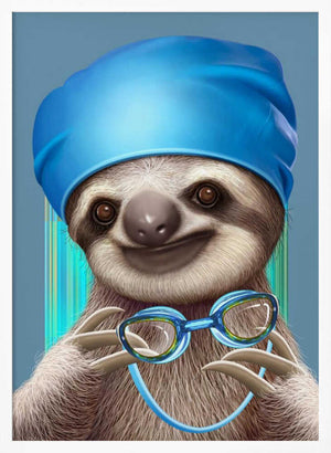 Tablou înramat „SLOTH WITH GOGGLES” de Adam Lawless