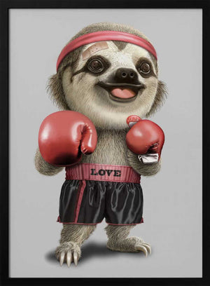 Tablou înramat „the boxing sloth” de Adam Lawless