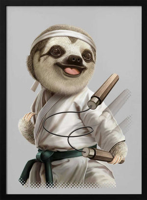 Tablou înramat „karate sloth” de Adam Lawless