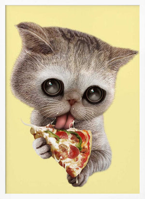 Tablou înramat „cat loves pizza” de Adam Lawless