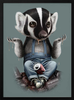Tablou înramat „badger chill” de Adam Lawless