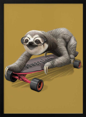 Tablou înramat „sloth on skateboard” de Adam Lawless