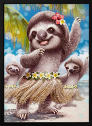 Tablou înramat „SLOTH HULA DANCER” de Adam Lawless